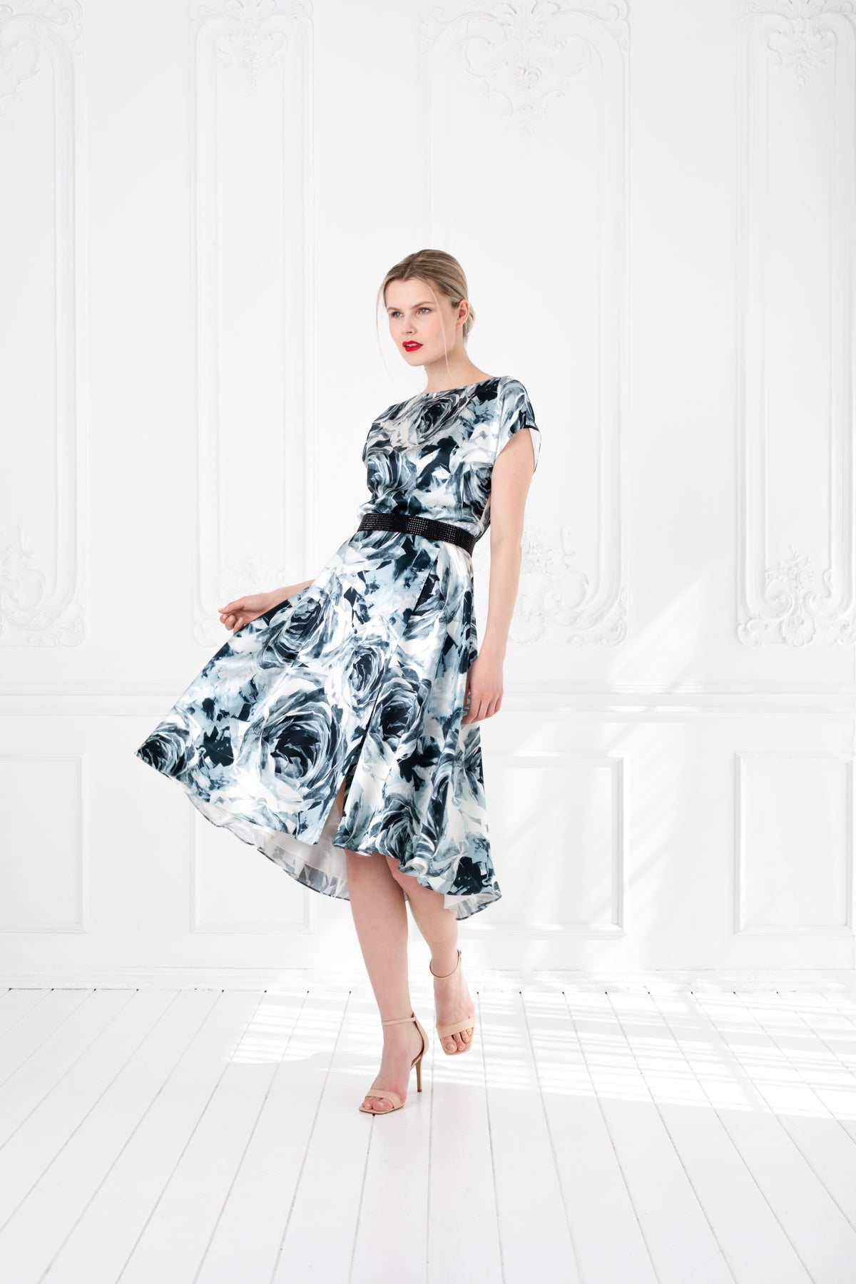 slim fit dress slacks Maryam Dress in Blue