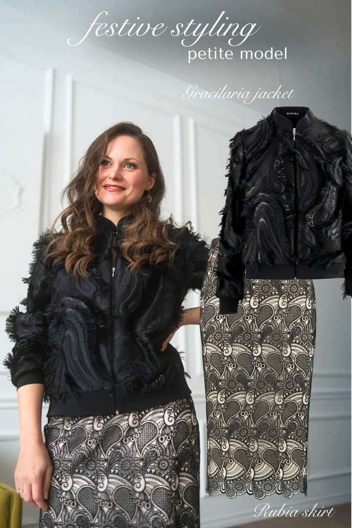 GRACILARIA BLACK JACQUARD BOMBER JACKET