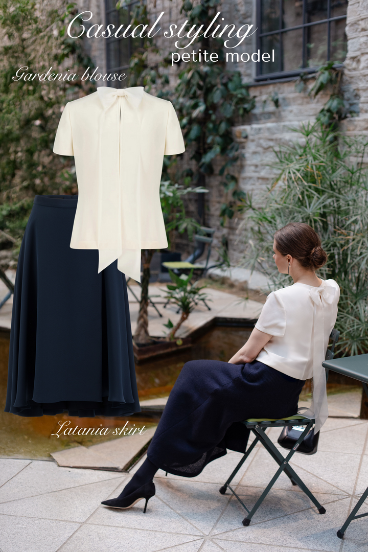 GARDENIA CREAM SILK BLOUSE WITH BOW DETAIL