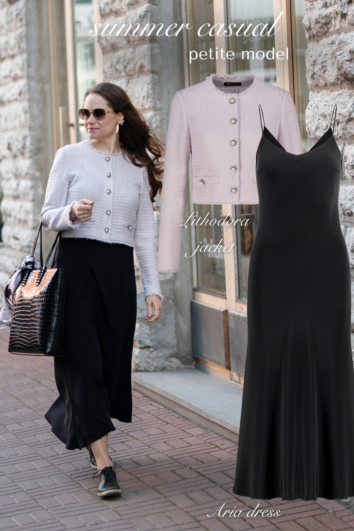 ARIA BLACK SILK SLIP DRESS WITH BOW DETAILS
