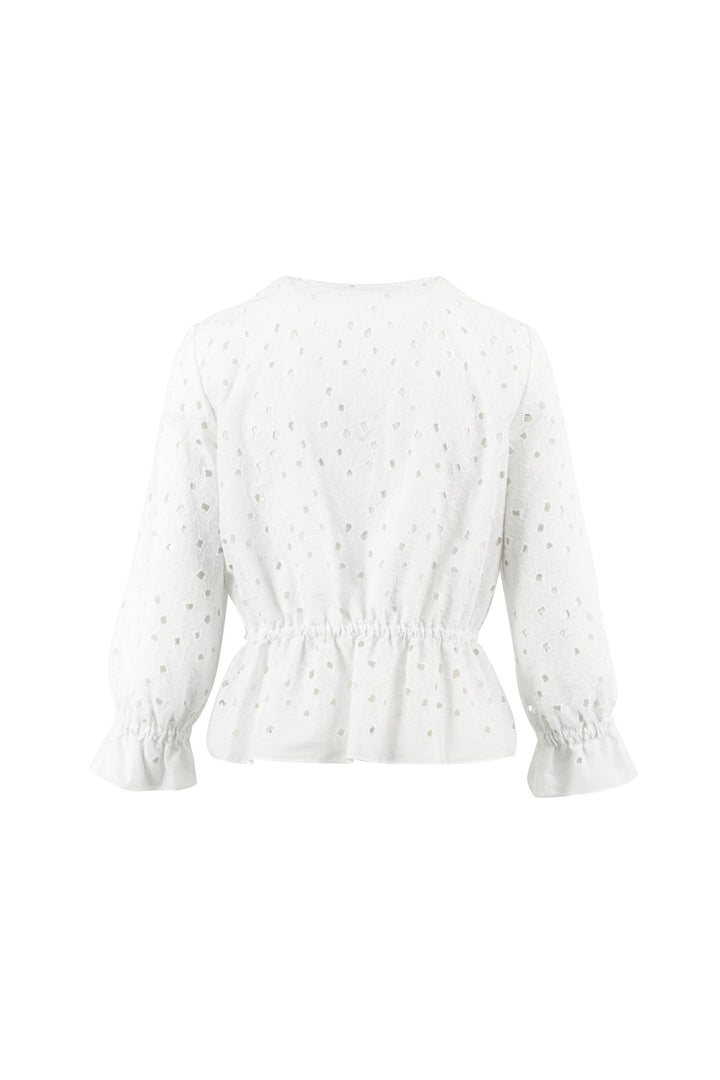 EPIGAEA WHITE FLORAL BRODERIE ANGLAISE COTTON-POPLIN PEPLUM BLOUSE