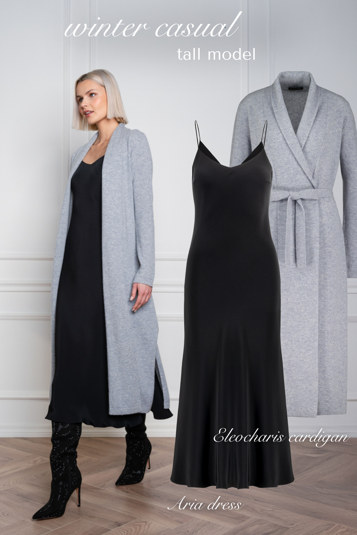 ARIA BLACK SILK SLIP DRESS WITH BOW DETAILS