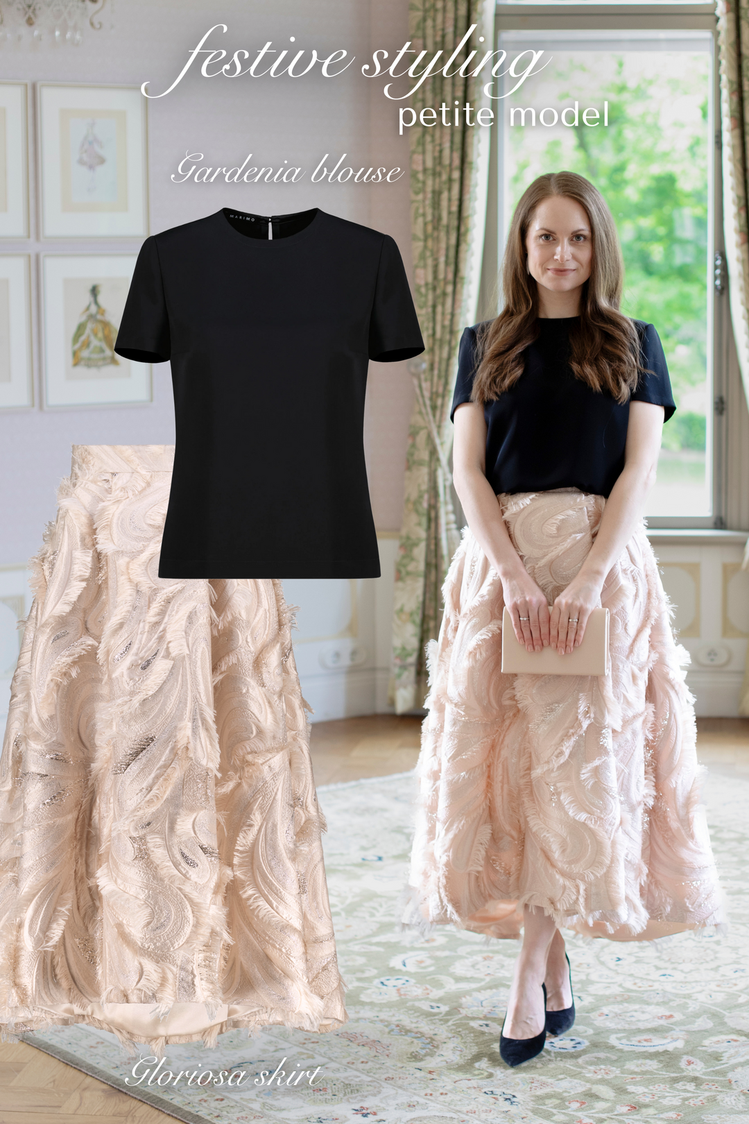GLORIOSA BEIGE JACQUARD MIDI SKIRT