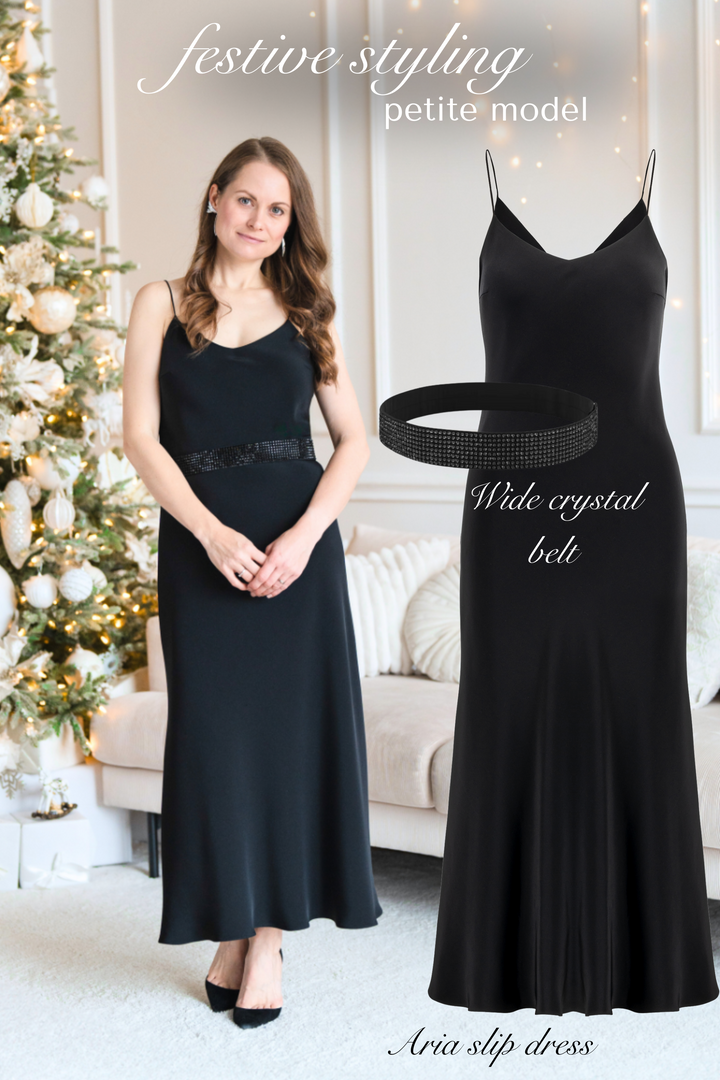 ARIA BLACK SILK SLIP DRESS WITH BOW DETAILS
