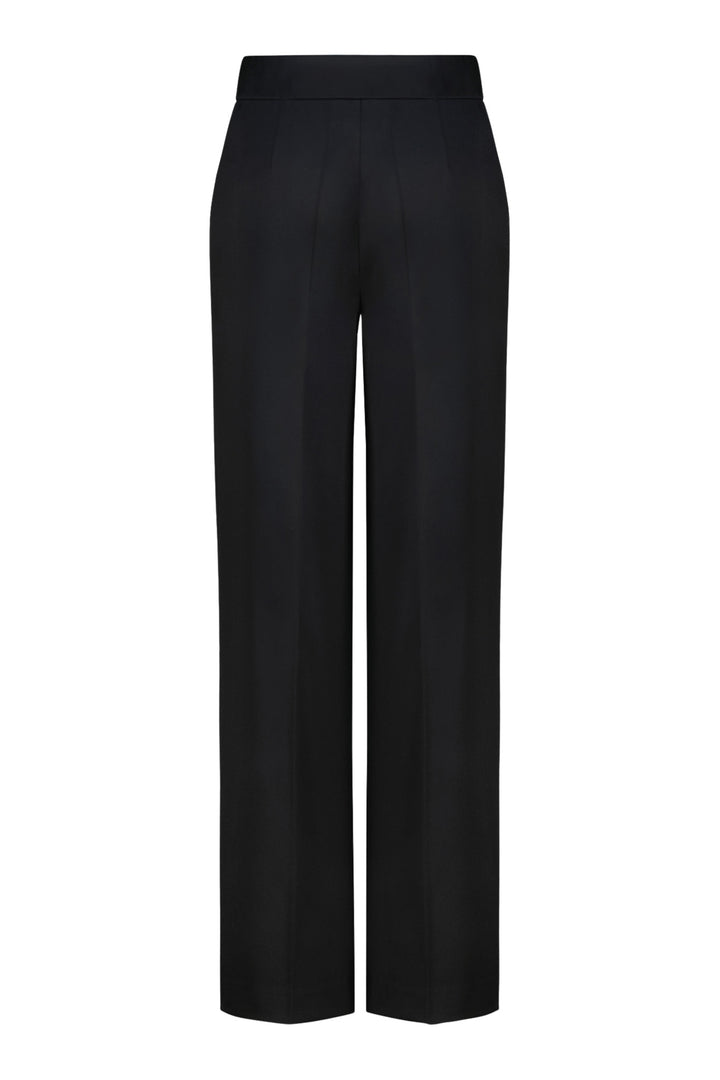 ALPINIA BLACK FINE WOOL WIDE-LEG SUIT PANTS