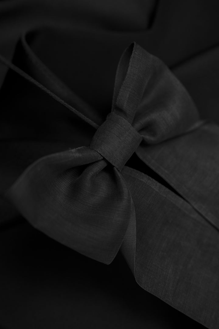 ARIA BLACK SILK SLIP DRESS WITH BOW DETAILS