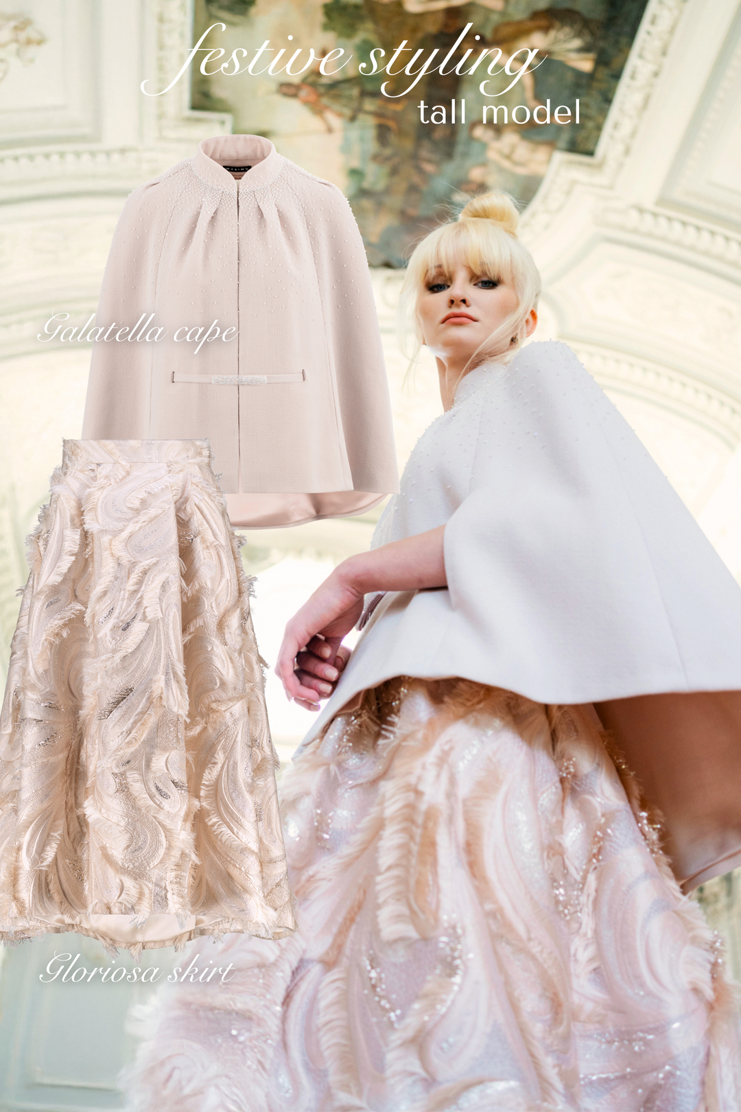 GLORIOSA BEIGE JACQUARD MIDI SKIRT