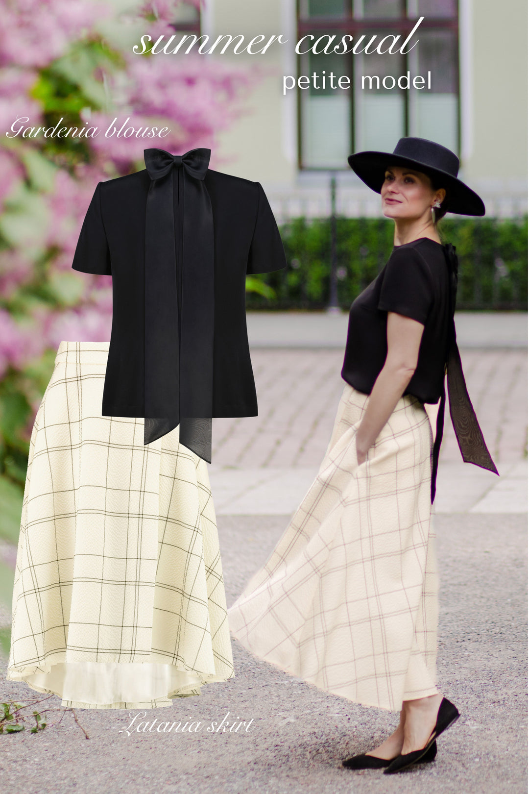 GARDENIA BLACK SILK BLOUSE WITH BOW DETAIL