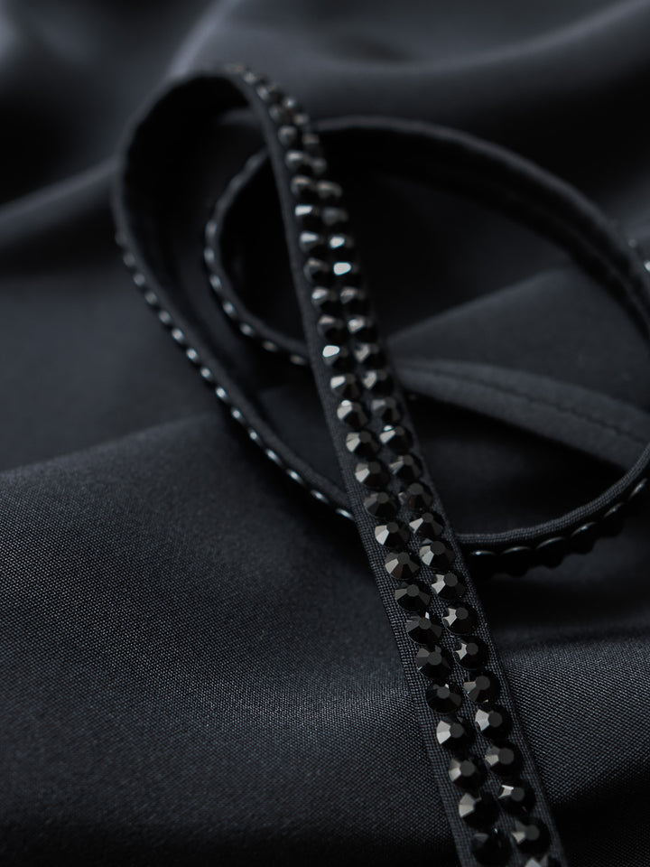 SKINNY BLACK CRYSTAL BELT