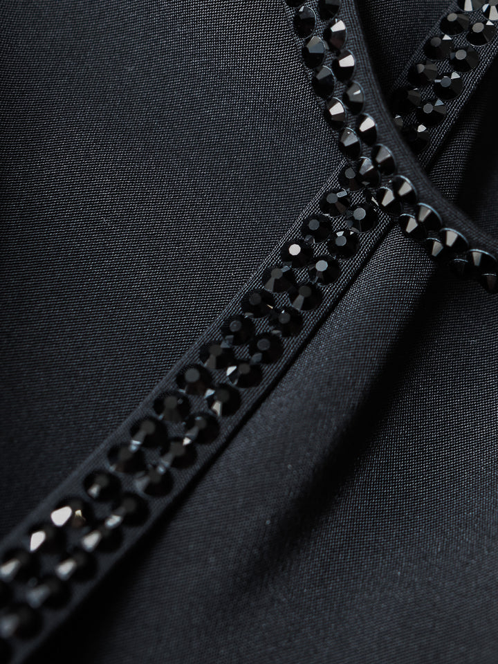 SKINNY BLACK CRYSTAL BELT