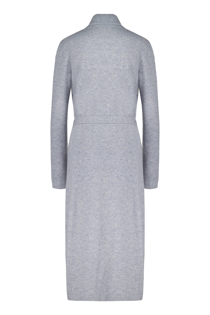 ELEOCHARIS LONG BLUEISH-GRAY CASHMERE CARDIGAN WITH BELT