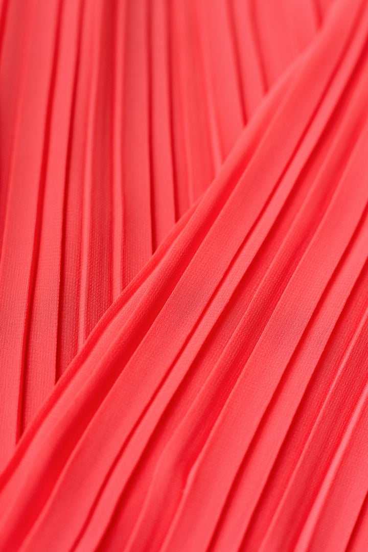 LANTANA CORAL PLISSÉ PENCIL SKIRT