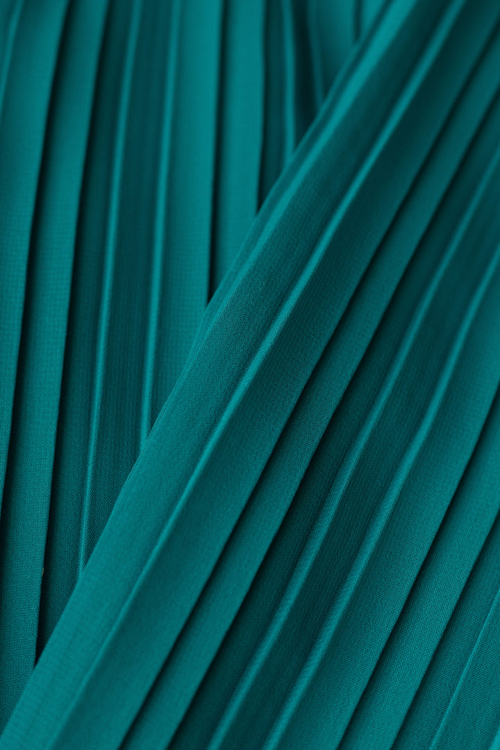 LANTANA TEAL PLISSÉ PENCIL SKIRT