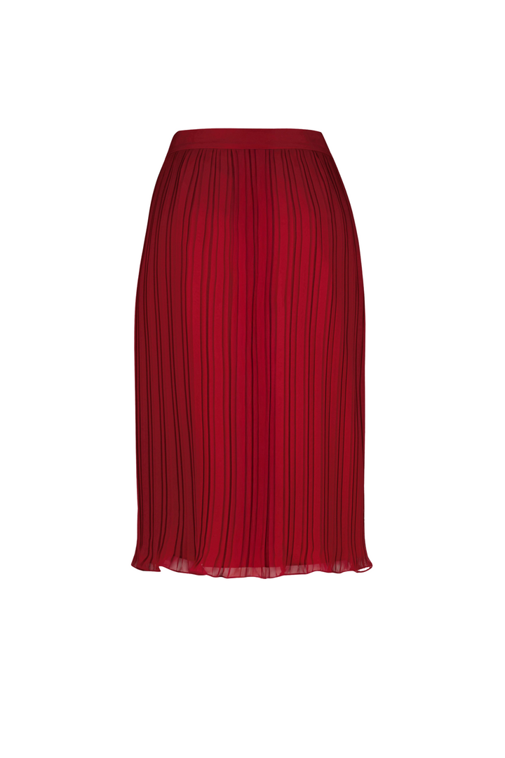 LANTANA DEEP RED PLISSÉ PENCIL SKIRT