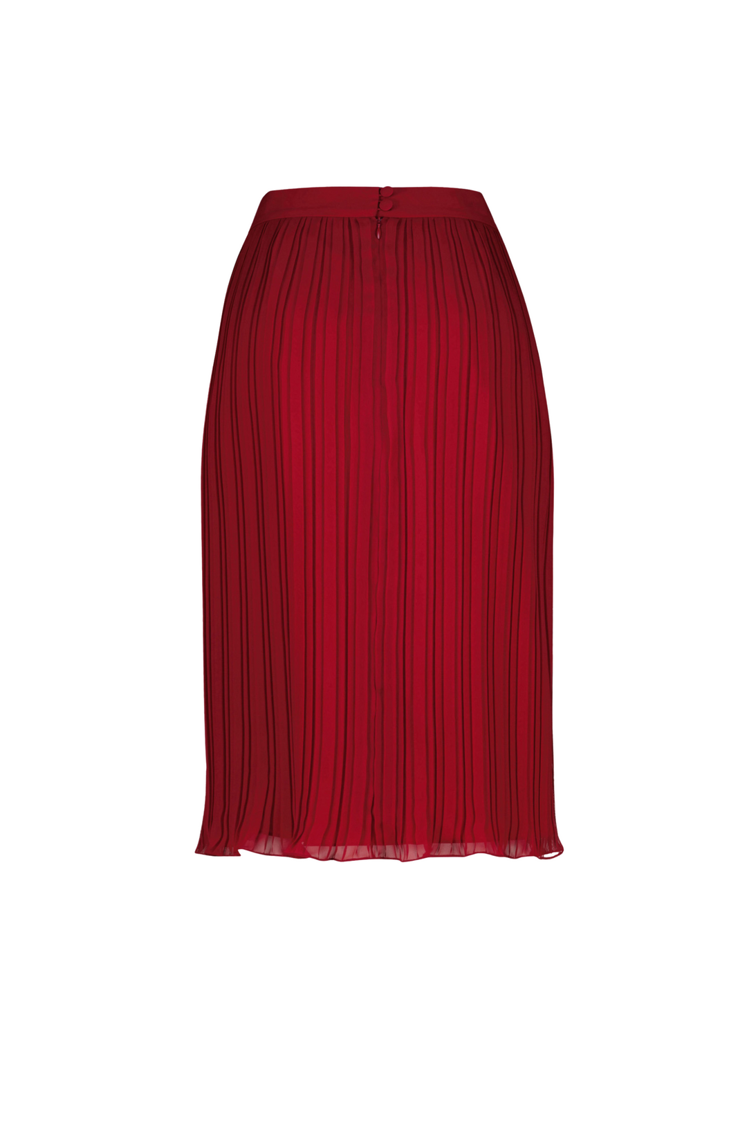 LANTANA DEEP RED PLISSÉ PENCIL SKIRT
