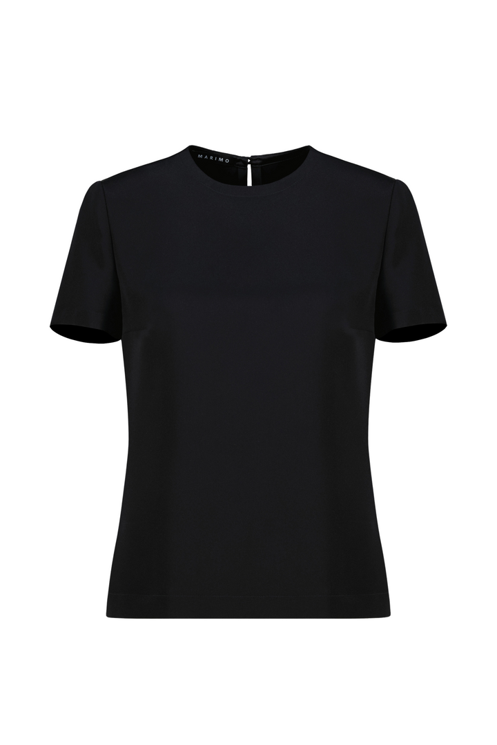 GARDENIA BLACK SILK BLOUSE WITH BOW DETAIL