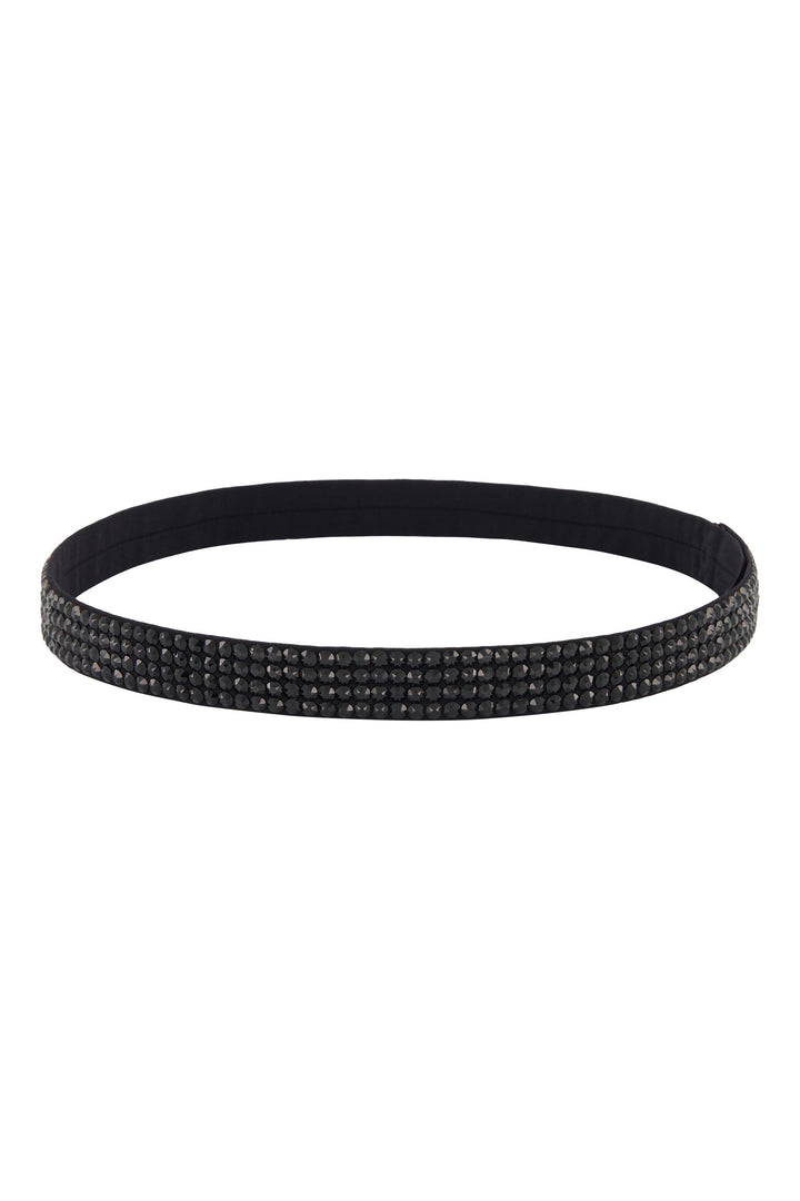 NARROW BLACK CRYSTAL BELT
