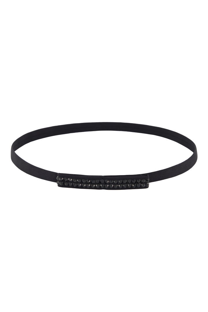 SKINNY BLACK BELT WITH CRYSTAL ELEMENT