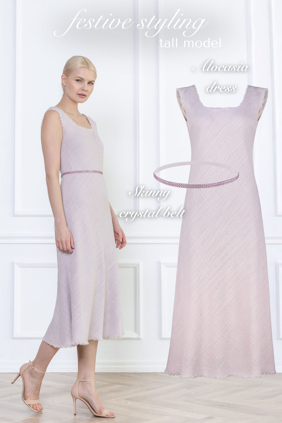 SKINNY PALE LAVENDER CRYSTAL BELT