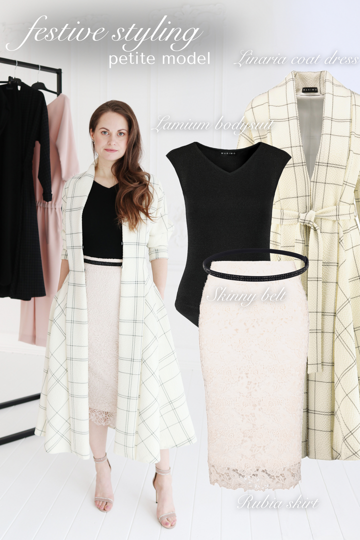 LINARIA CREAM PLAID WOOL SEERSUCKER COAT DRESS