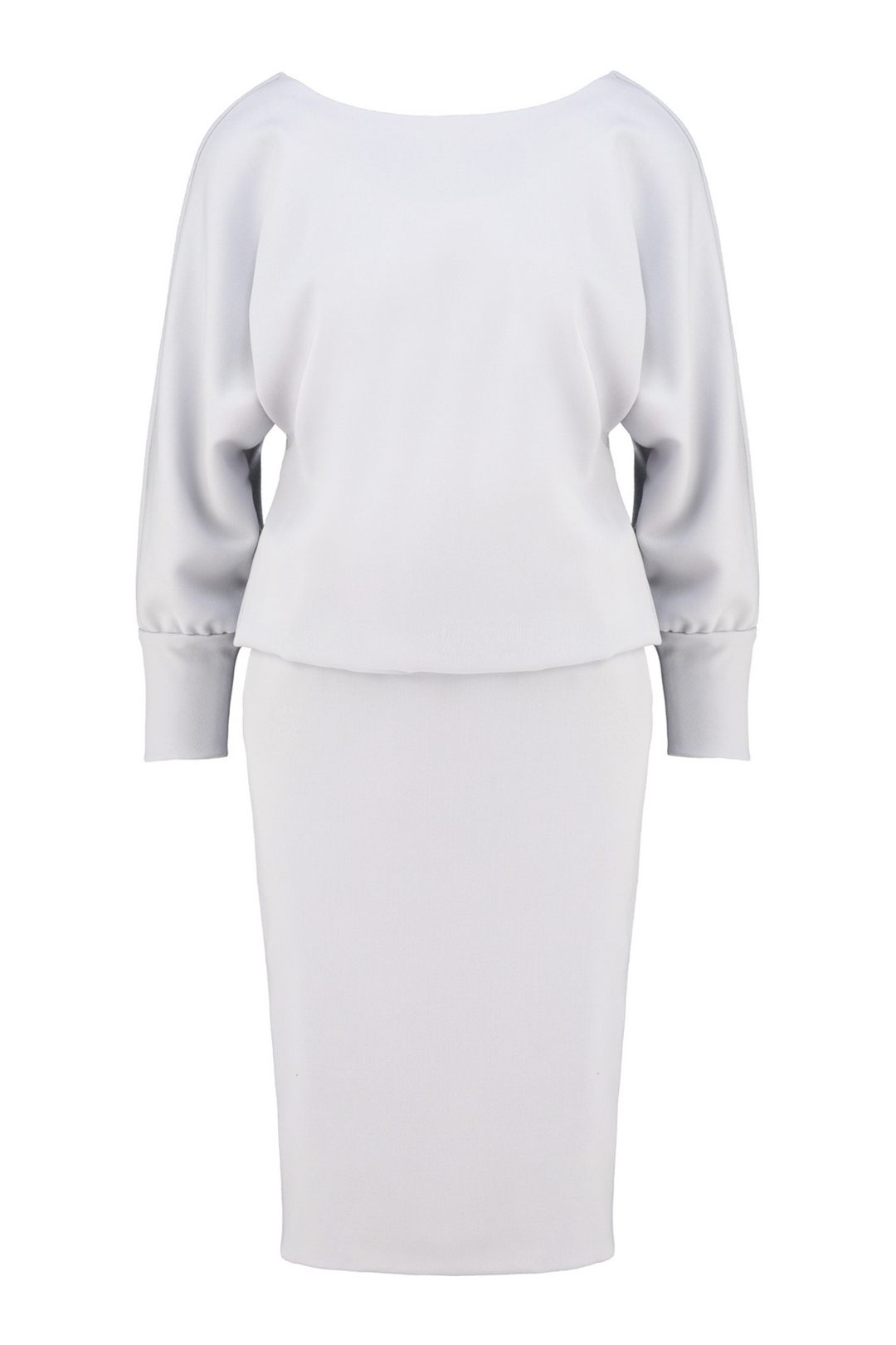 KAEMPFERIA ELEGANT WOOL CREPE LIGHT GRAY DRESS