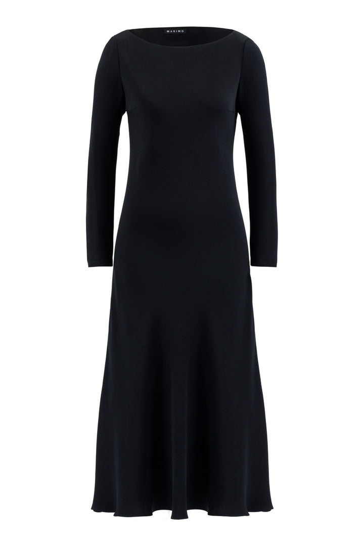 ARMERIA BLACK SILK LONG-SLEEVED SLIP DRESS