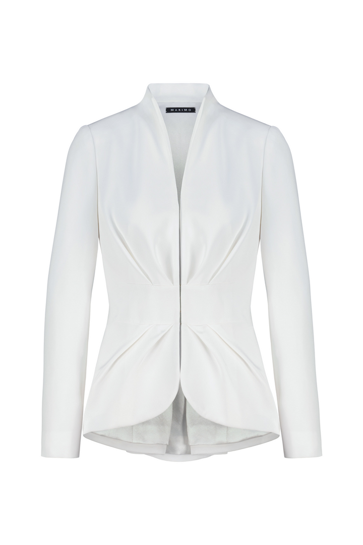 MELILOTUS WHITE SILK JACKET WITH DRAPED FRONT DETAIL