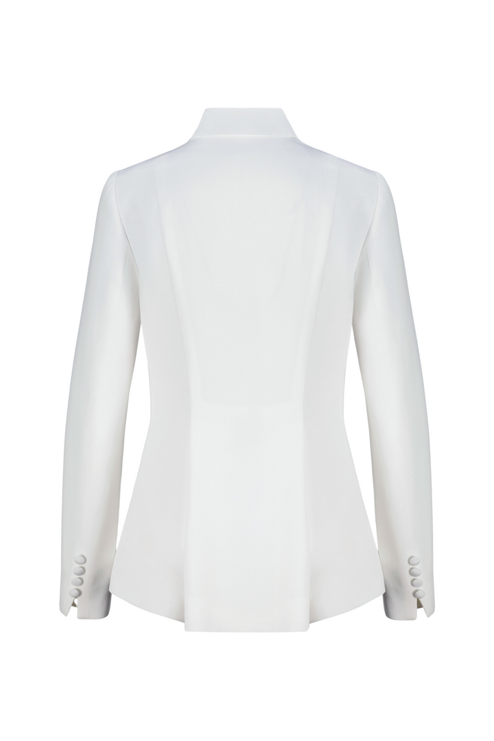 MELILOTUS WHITE SILK JACKET WITH DRAPED FRONT DETAIL