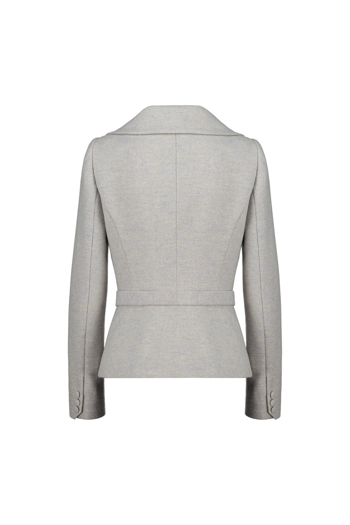 LOTUS GRAY WOOL CASHMERE TWEED PEPLUM JACKET