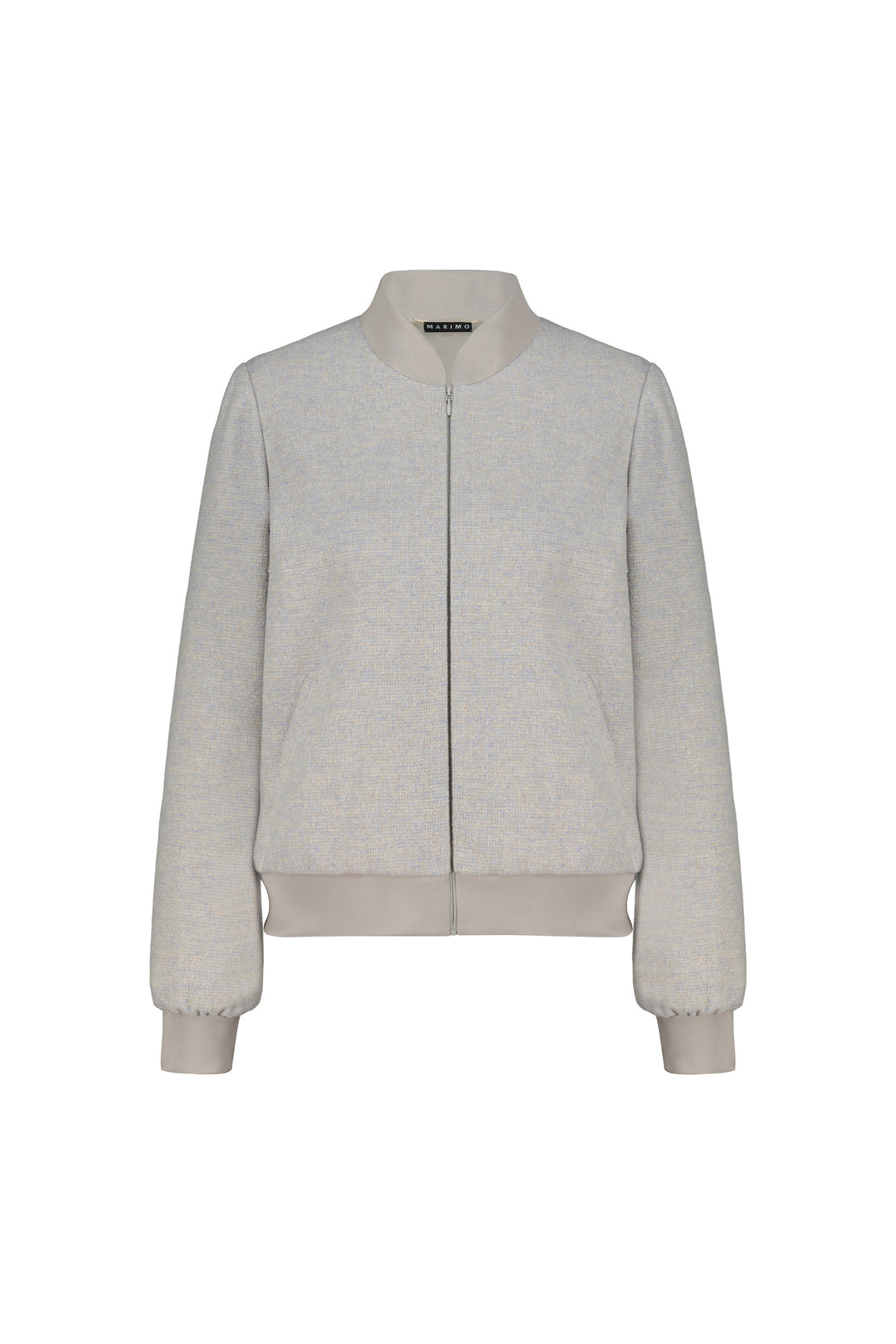 JASIONE GRAY WOOL-CASHMERE BLEND TWEED BOMBER JACKET