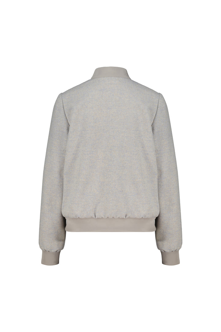 JASIONE GRAY WOOL-CASHMERE BLEND TWEED BOMBER JACKET