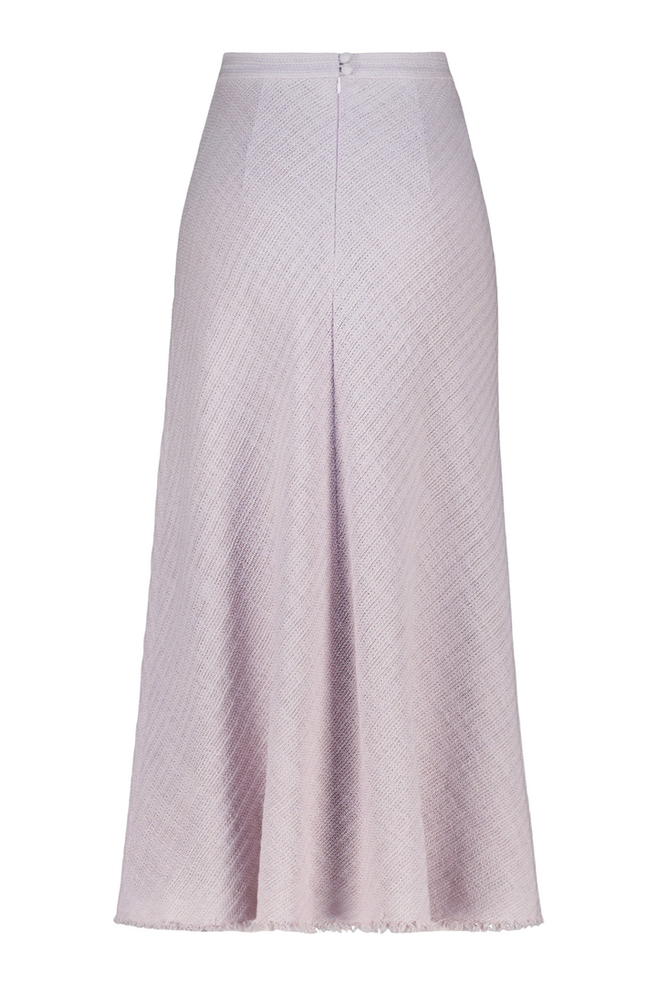 JASMINUM PALE LAVENDER TEXTURED WOOL-SILK MIDI SKIRT