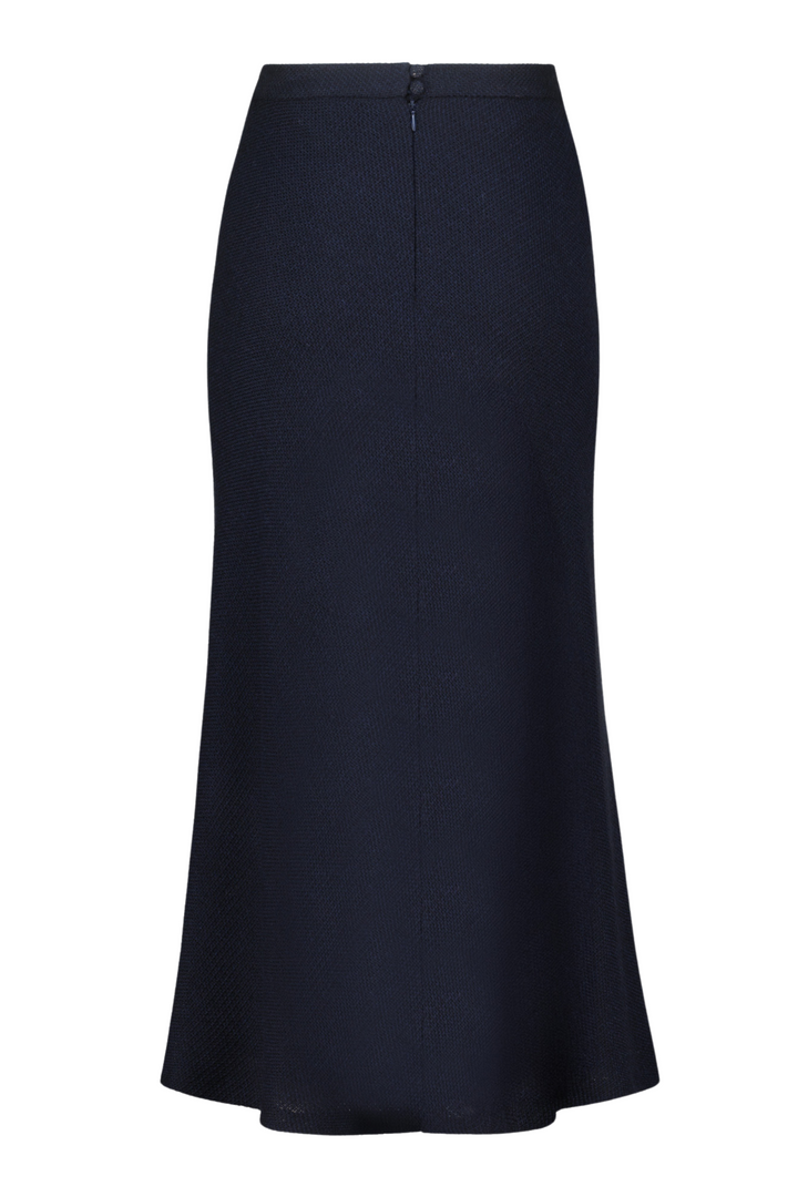 JASMINUM NAVY BLUE TEXTURED ALPACA-WOOL MIDI SKIRT