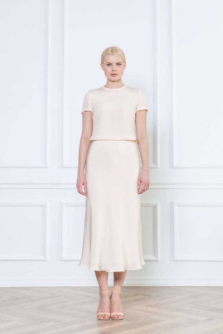GLADIOLUS CREAM SILK SLIP SKIRT