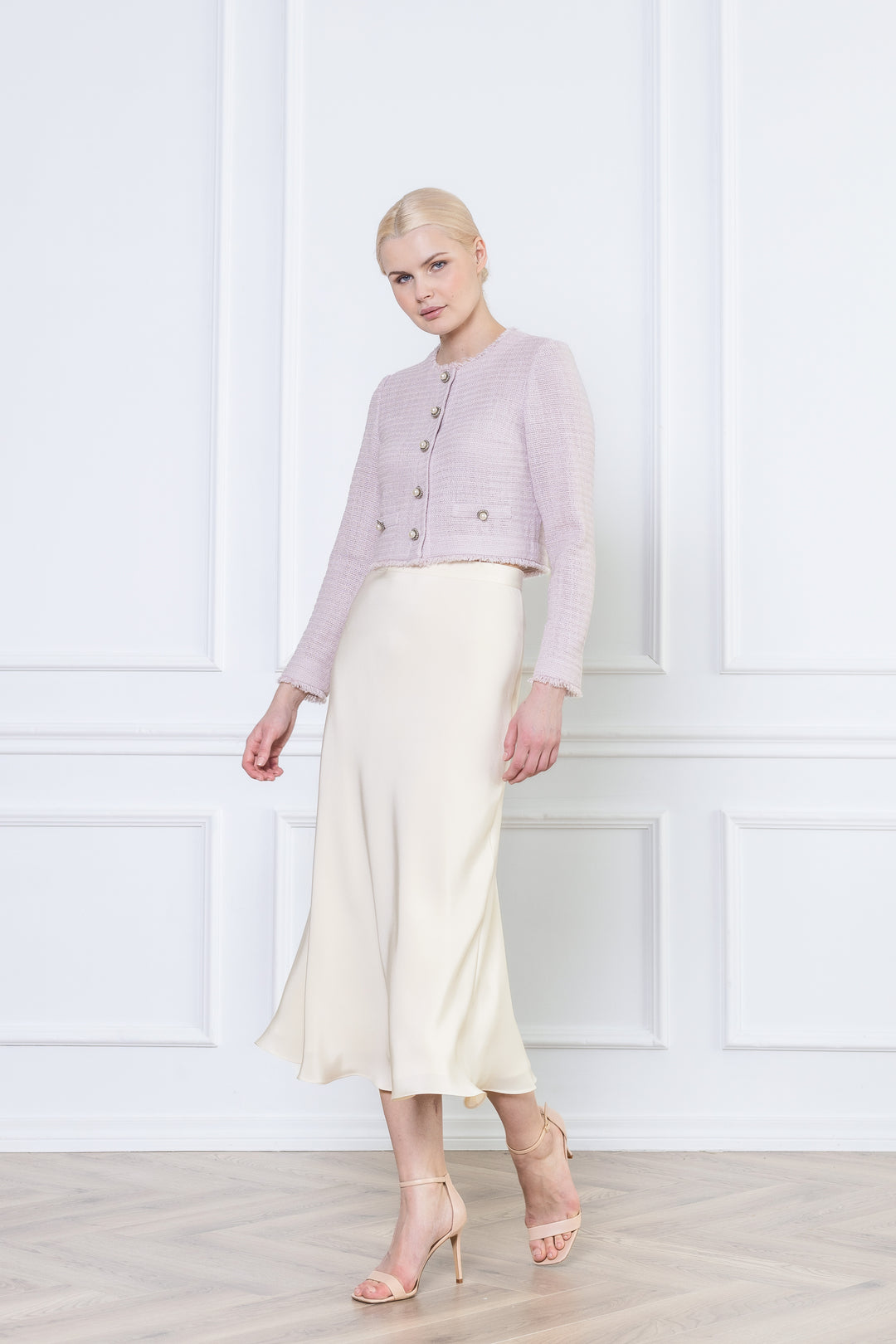 GLADIOLUS CREAM SILK SLIP SKIRT