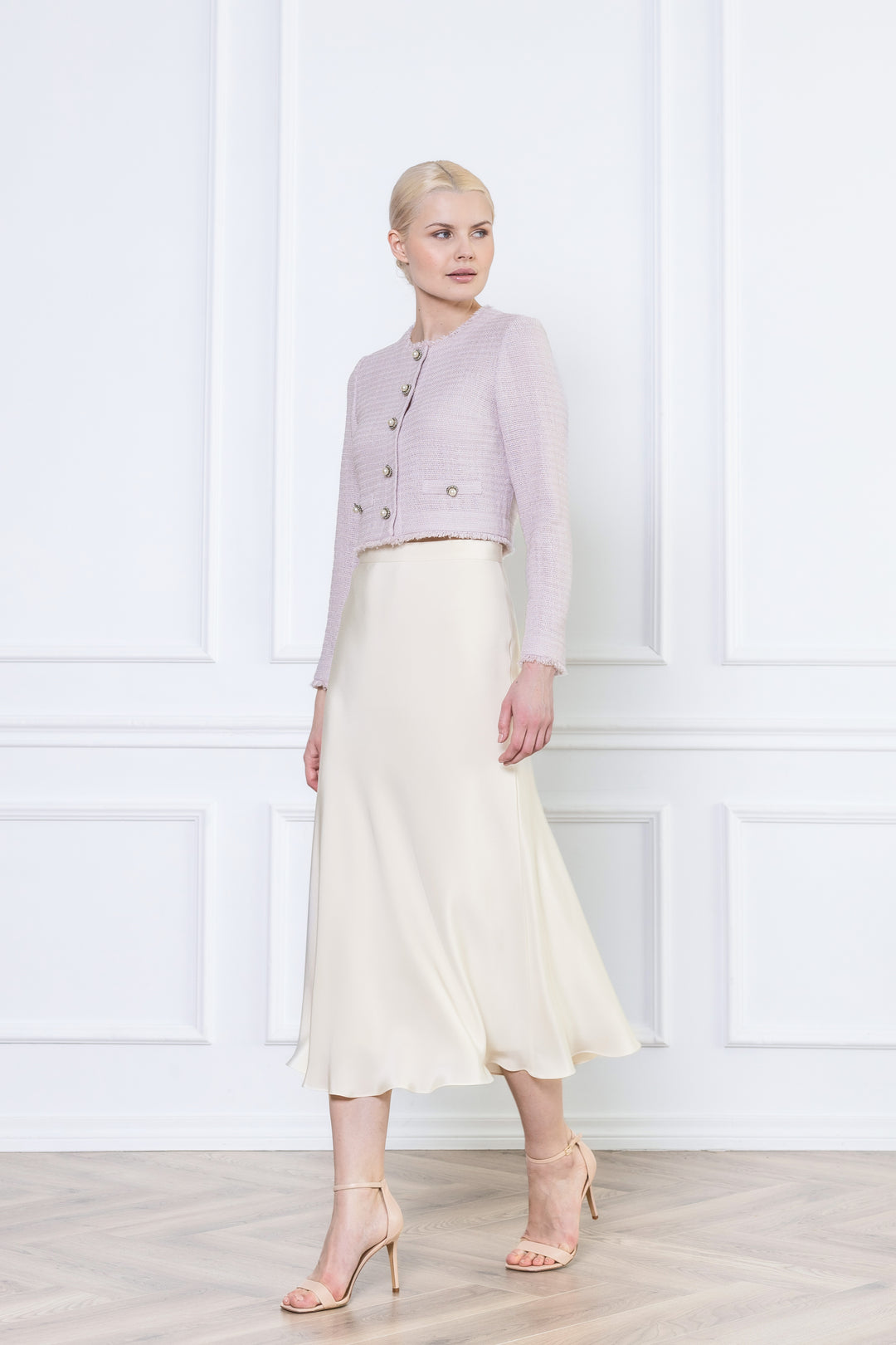 GLADIOLUS CREAM SILK SLIP SKIRT