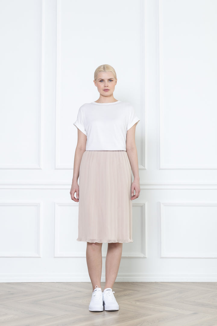 LANTANA PALE BEIGE PLISSÉ PENCIL SKIRT