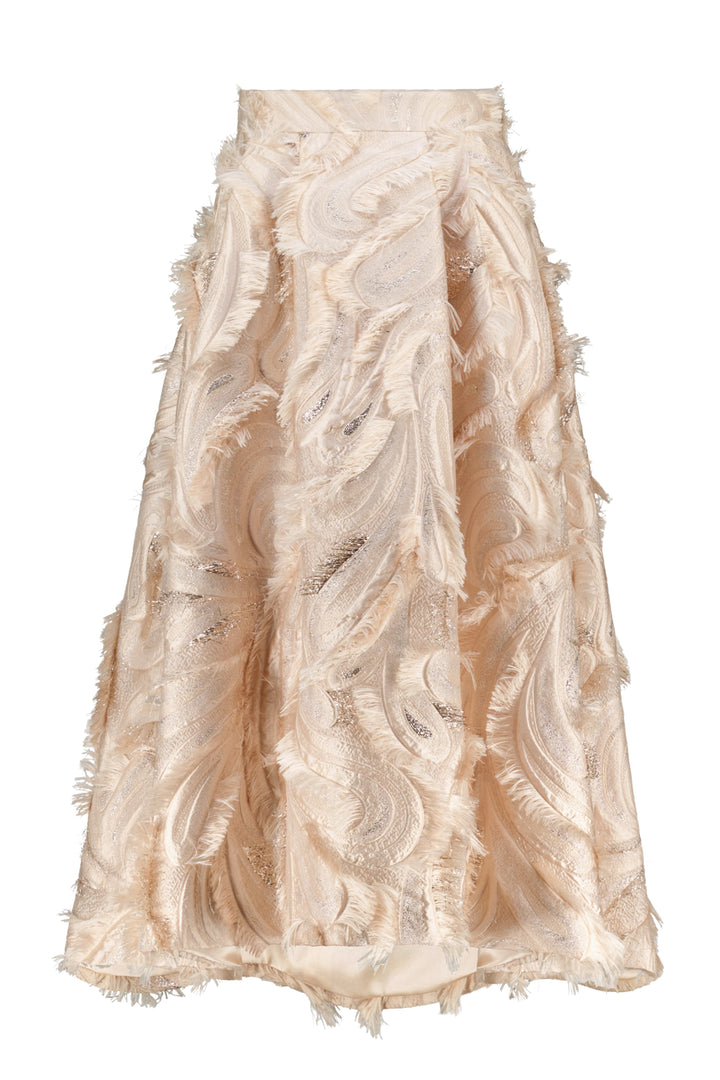 GLORIOSA BEIGE JACQUARD MIDI SKIRT