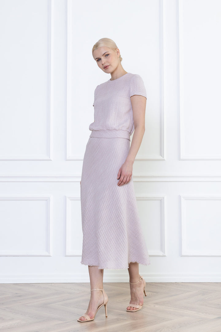 CANELLA PALE LAVENDER TEXTURED WOOL-SILK BLOUSE
