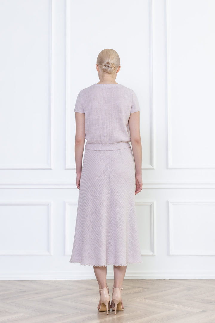 CANELLA PALE LAVENDER TEXTURED WOOL-SILK BLOUSE