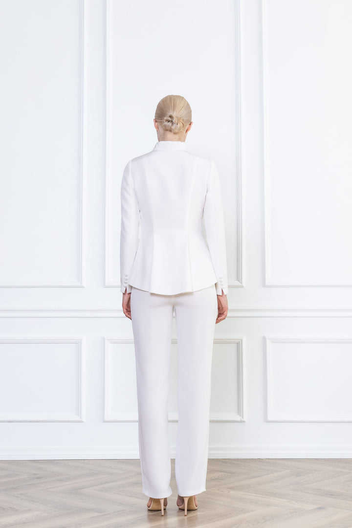 MELILOTUS WHITE SILK JACKET WITH DRAPED FRONT DETAIL