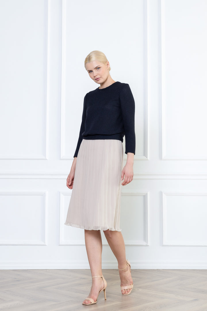 LANTANA PALE BEIGE PLISSÉ PENCIL SKIRT