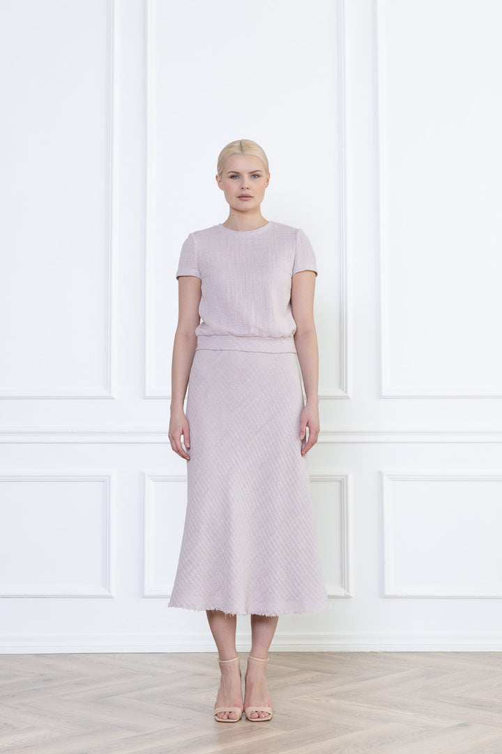 CANELLA PALE LAVENDER TEXTURED WOOL-SILK BLOUSE