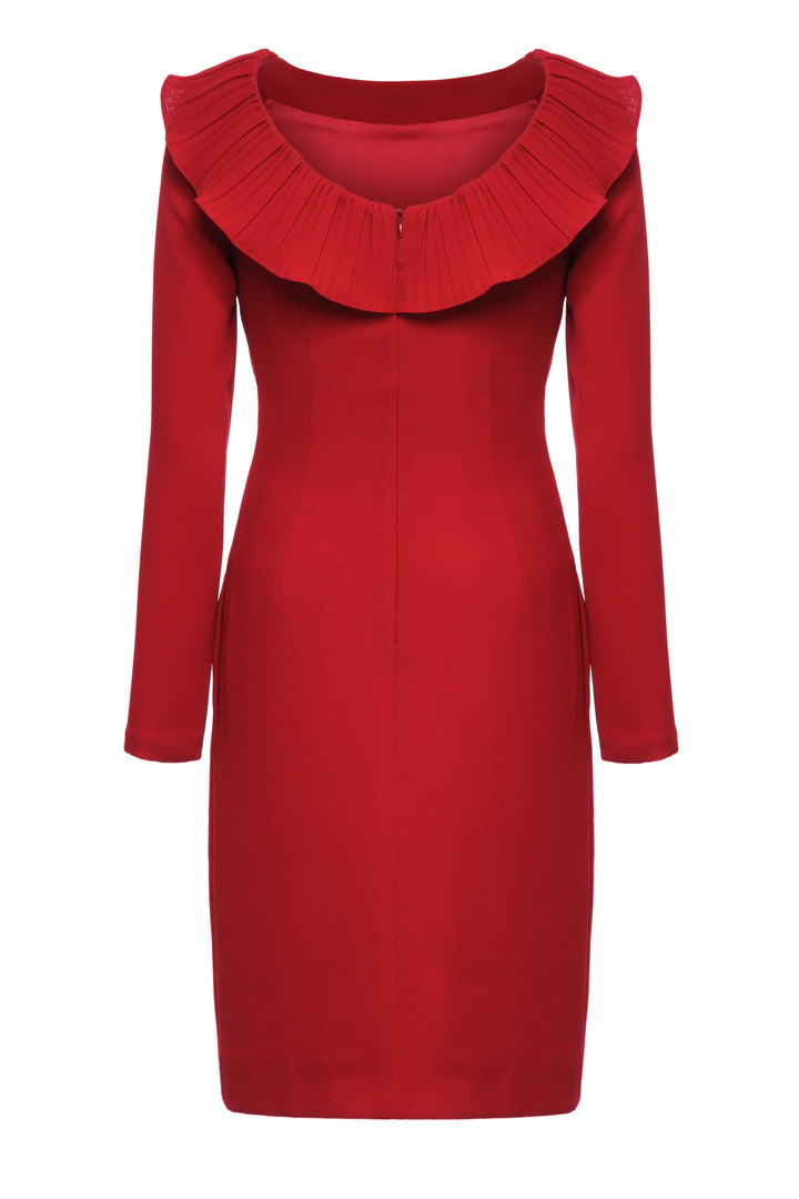 AETHIONEMA RED DRESS WITH PLEATED DETAILS