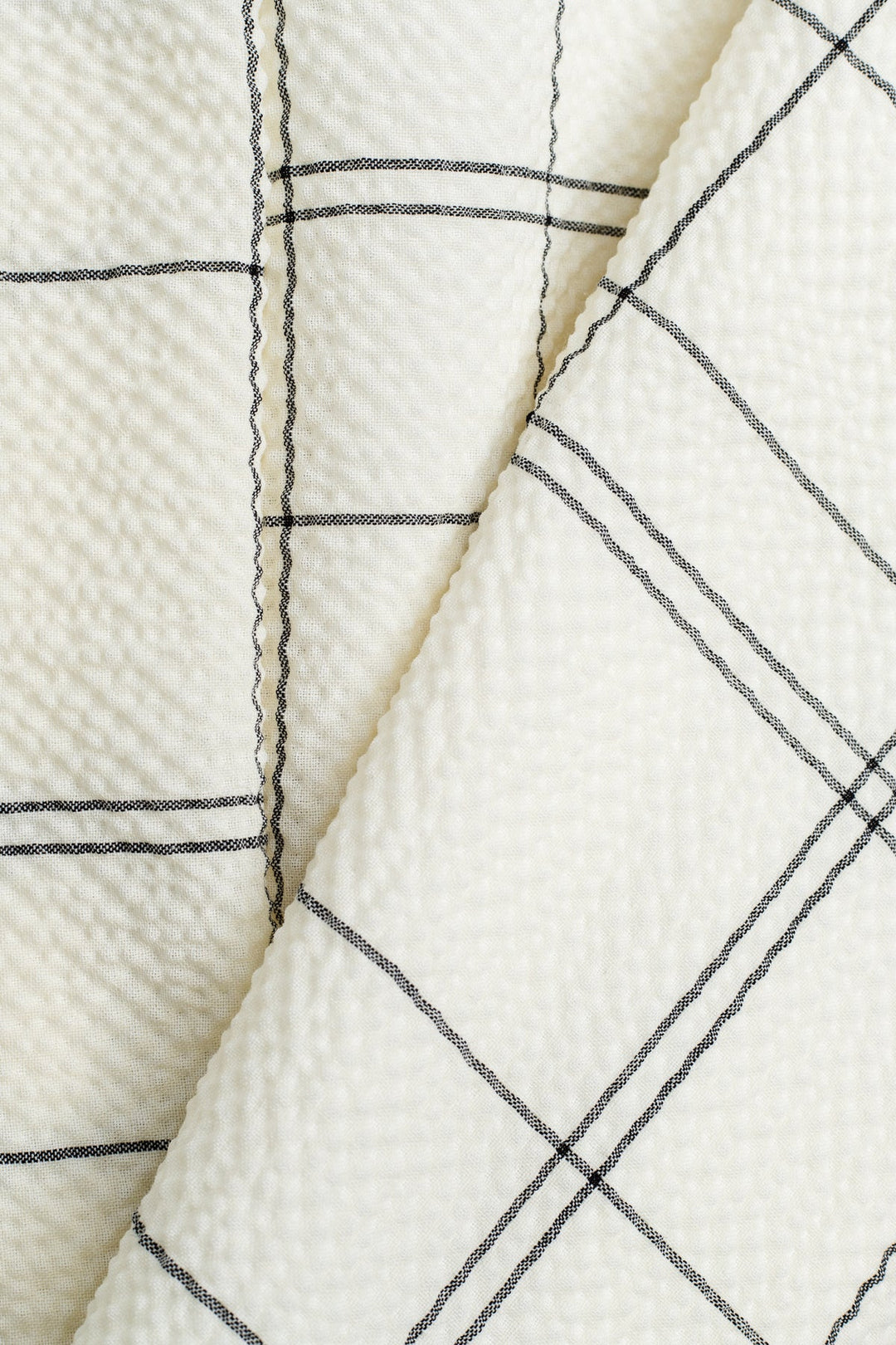 LIMNOPHILA CREAM PLAID WOOL SEERSUCKER COCKTAIL DRESS