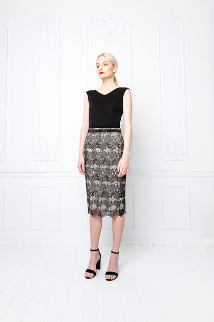 Black lace outlet pencil skirt style