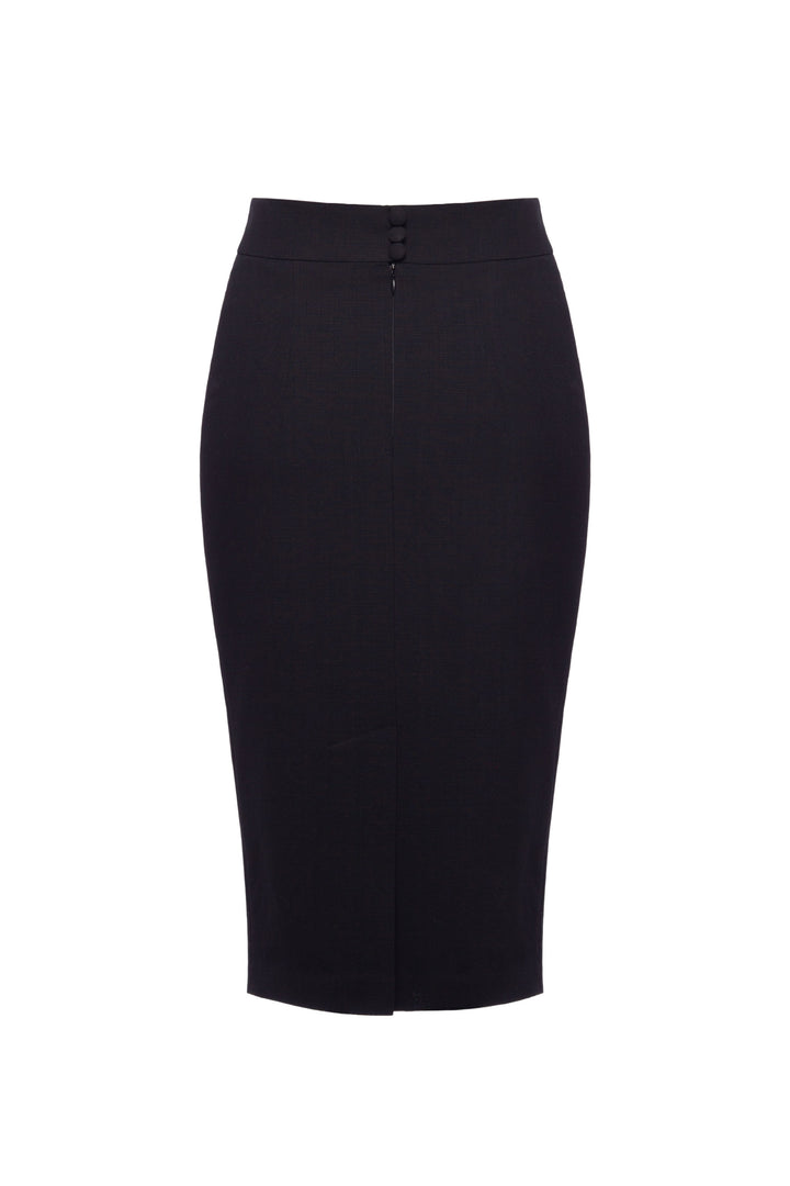 LAGETTA BLACK WOOL PENCIL SKIRT