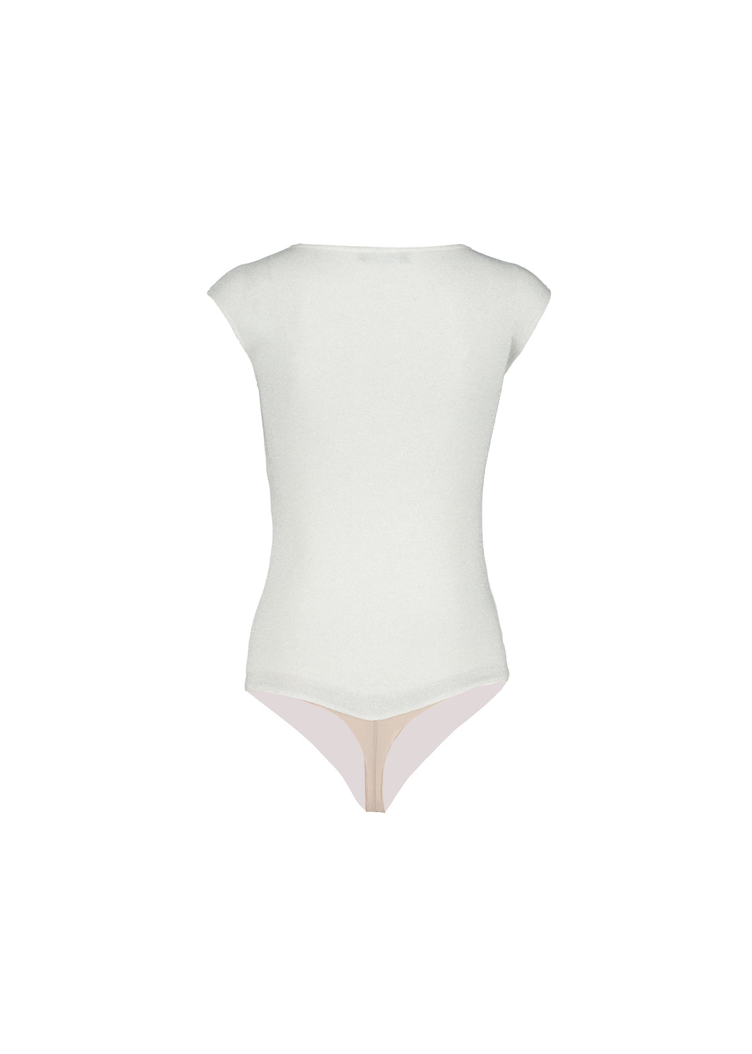 LAMIUM SILVER WHITE SLEEVELESS SLIGHTLY GLITTERING VISCOSE-BLEND BODYSUIT