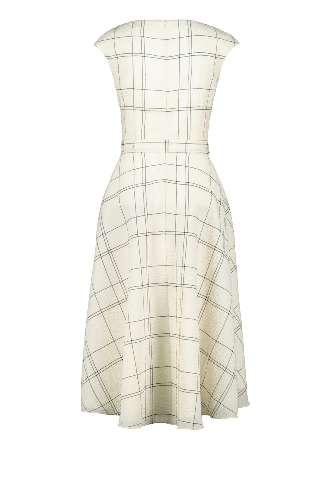 LIMNOPHILA CREAM PLAID WOOL SEERSUCKER COCKTAIL DRESS