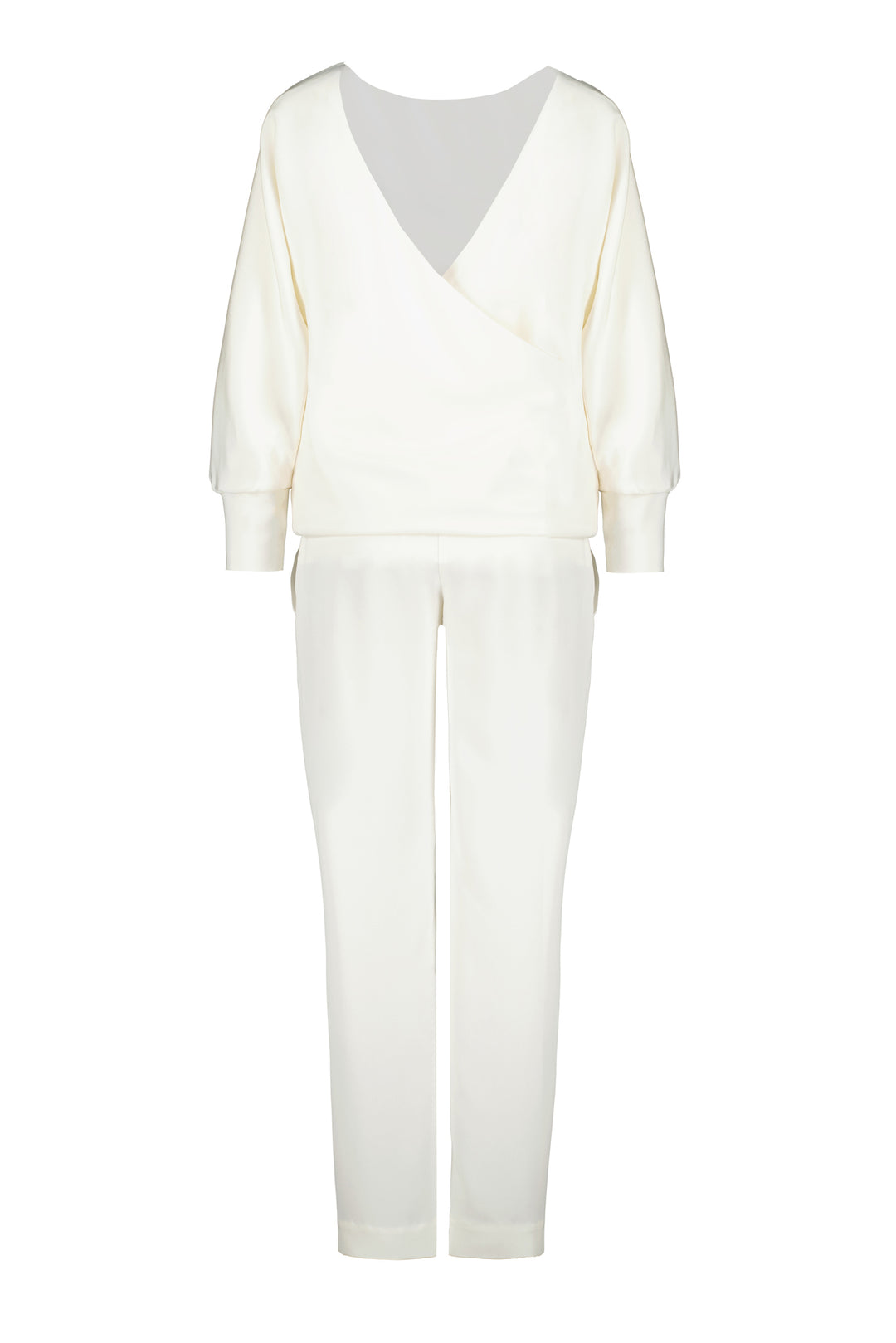 LITTORELLA IVORY SILK JUMPSUIT WITH AN OPEN BACK